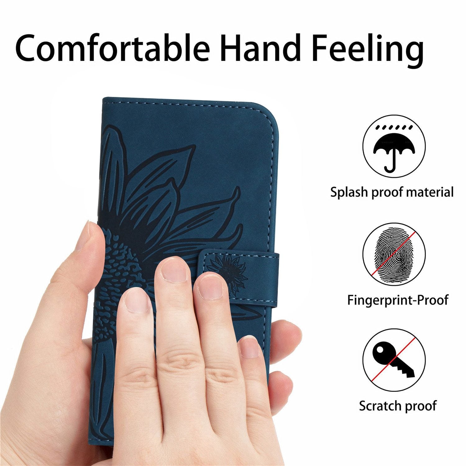 HT04 For Samsung Galaxy Xcover7 Leather Case with Shoulder Strap Wallet Phone Cover - Dark Blue HT04 For Samsung Galaxy Xcover7 Leather Case with Shoulder Strap Wallet Phone Cover - Dark Blue